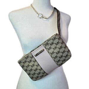 Michael Kors Monogram Beige and Light Pink Clutch